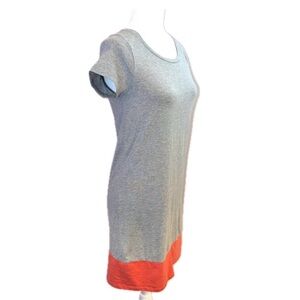 Boden | Cotton T-Shirt Dress Orange/Coral & Gray Colorblock | Size 4R